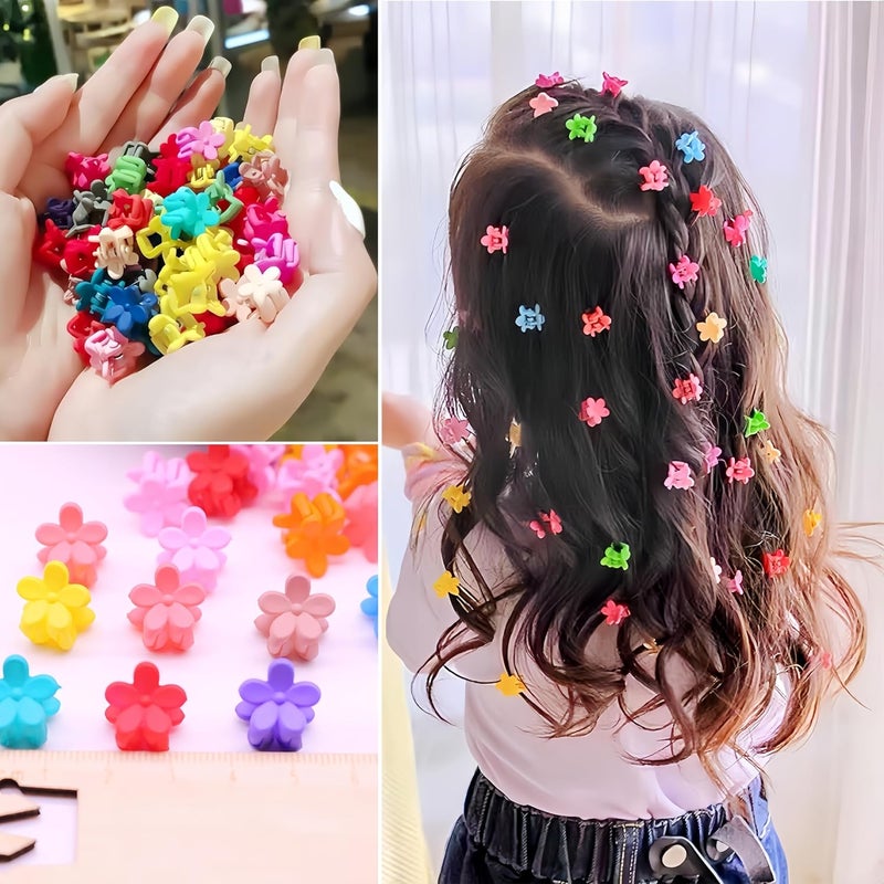 Tesvyns 50Pcs Mini Flower Hair Clip Colorful Mini Hair Claw Baby Hair Clips Toddler Hair Clips Girls Decorative Bun Tiny hair clips, Assorted Colors (Floral) - Image 5
